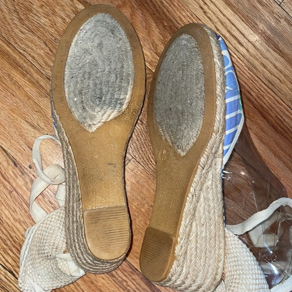 Coach Womens Kerrie Patchwork Canvas Wedge Espadrille Ankle Tie Sz 10